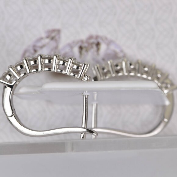 GRA Certified All Moissanite Huggies Hoop Earrings 925 Sterling - Picture 3 of 3